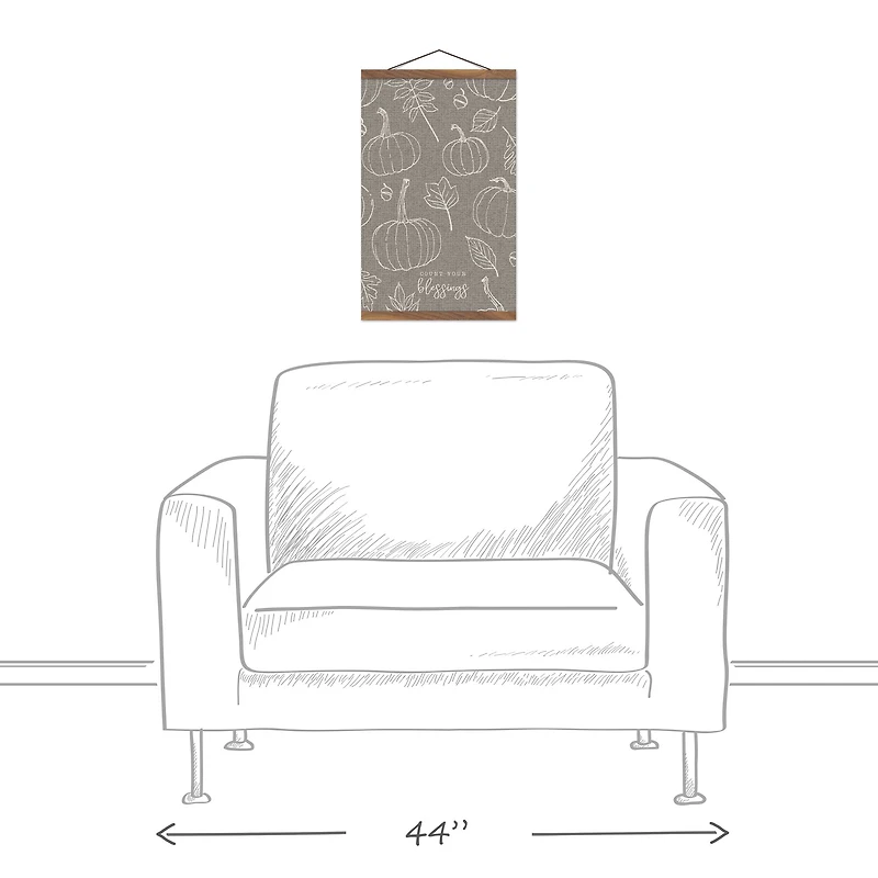 Gray Count Your Blessings Hanging Canvas