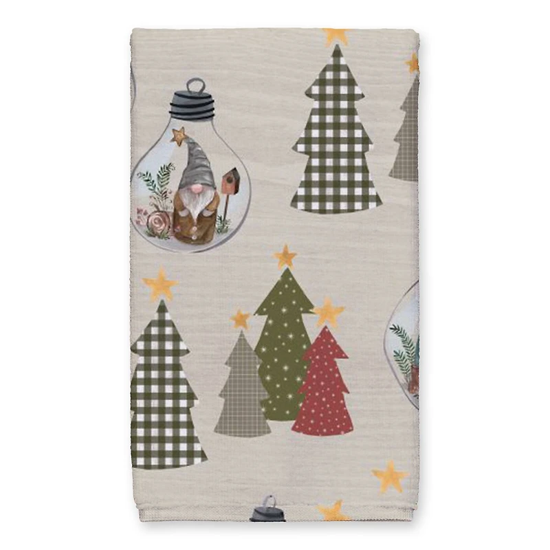 Good Tidings Cream Tree & Globe Pattern Tea Towel Set