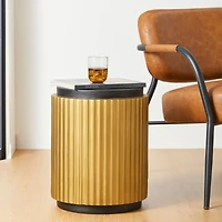 Glitzhome® 17.5" Antique Gold Fluted Side Table