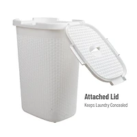 Mind Reader 60L Ventilated Slim Laundry Hamper with Cut Out Handles & Attached Hinged Lid, 2ct.