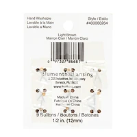 Organic Elements 1/2" Brown Wood Buttons, 9ct.