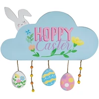 Hoppy Easter Bunny with Eggs Wooden Wall Sign