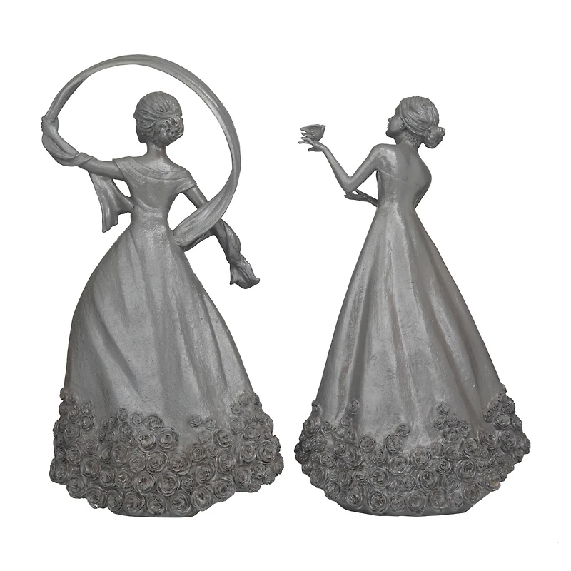Set of 2 Grey Resin Traditional Sculpture, 22" x 11" x 6"