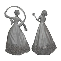 Set of 2 Grey Resin Traditional Sculpture, 22" x 11" x 6"