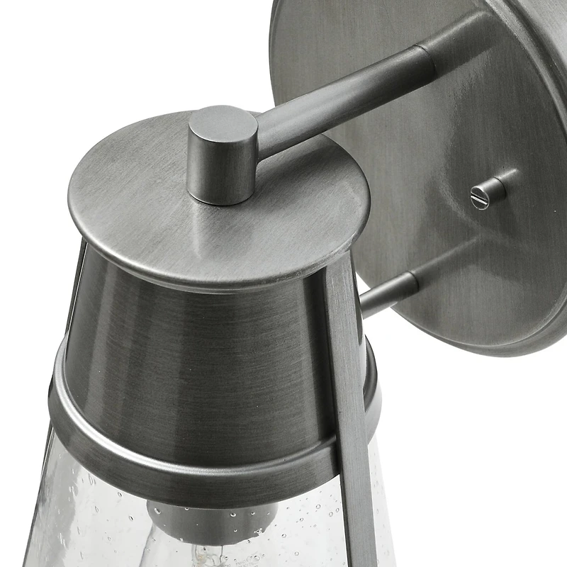 Hello Honey® Robert Stevenson Lighting Jaxon Brushed Nickel Metal & Seedy Glass Outdoor Wall Sconce