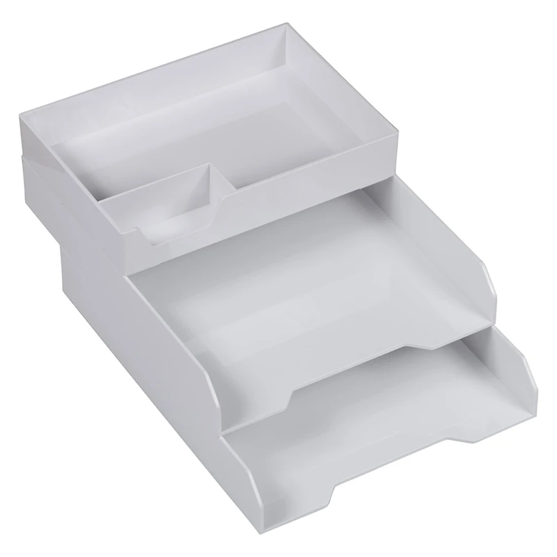 JAM Paper White Stackable Office Desk Supply & Paper Organizer Set