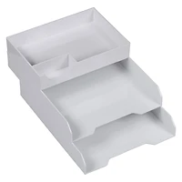 JAM Paper White Stackable Office Desk Supply & Paper Organizer Set