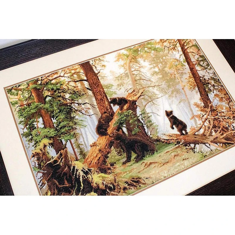 Luca-S Morning in a Pine Forest Counted Cross Stitch Kit
