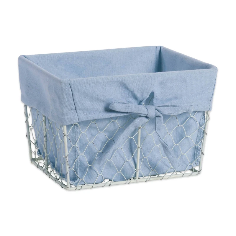 DII® Antique White Chicken Wire Basket with Washed Denim Liner