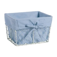 DII® Antique White Chicken Wire Basket with Washed Denim Liner