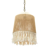 Hello Honey® 16" Coastal Pendant Lamp with Natural Paper Rope Shades, Fringe Detail and Iron Base