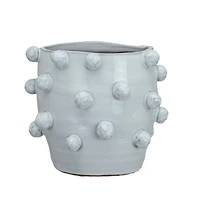 Hello Honey® 8.25" White Handmade Hobnail Terra Cotta Planter