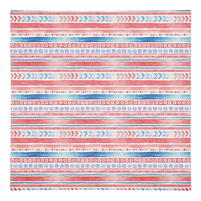 Patriotic Watercolor Folksy Pattern Cotton Twill Napkin