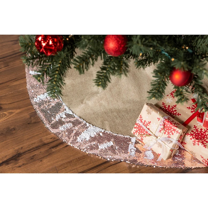 DII® Champagne Sequin Linen Holiday Tree Skirt