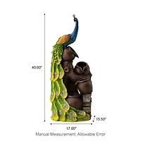 Glitzhome® 40" LED 4-Tier Peacock & Jars Outdoor Floor Fountain
