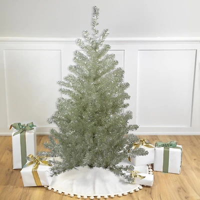 4.5ft. Unlit Metallic Platinum Tinsel Artificial Christmas Tree