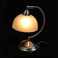 Elegant Designs 13" Brushed Nickel Banker's Desk Lamp with Touch Base