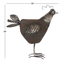 19" Black Wood Farmhouse Rooster Garden Sculpture