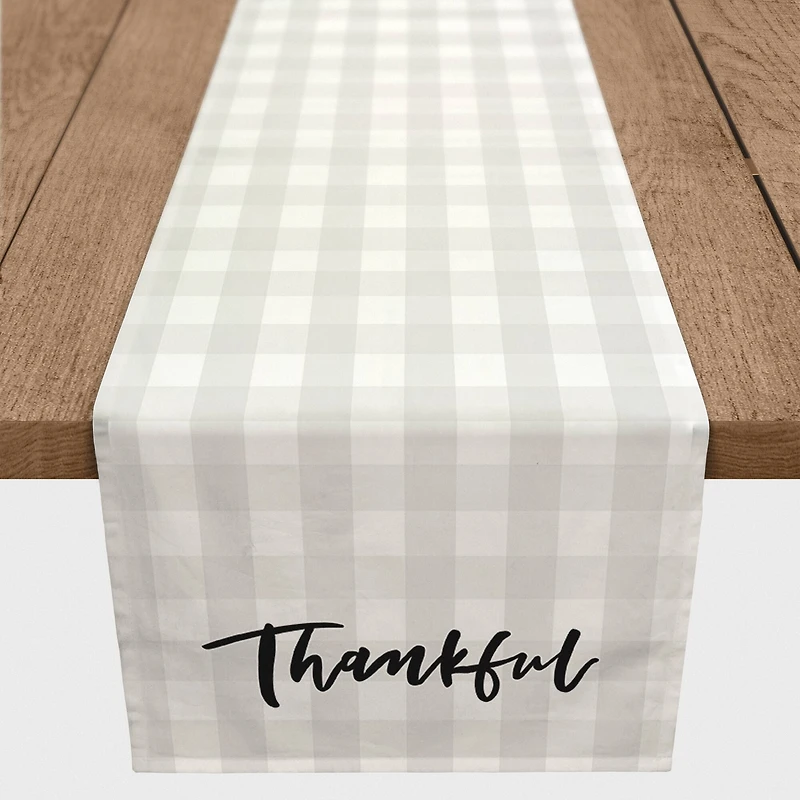 72" Brown Plaid Thankful Poly Twill Table Runner