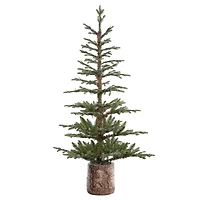 5ft. Pre-Lit Timberland Fir Artificial Christmas Tree with Decorative Base, Warm White LED Lights