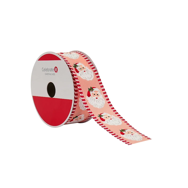 1.5" x 30ft. Holly Jolly Santa Wired Taffeta Ribbon by Celebrate It®