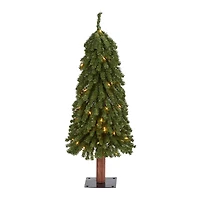 3ft. Pre-Lit Grand Alpine Artificial Christmas Tree, Clear LED Lights