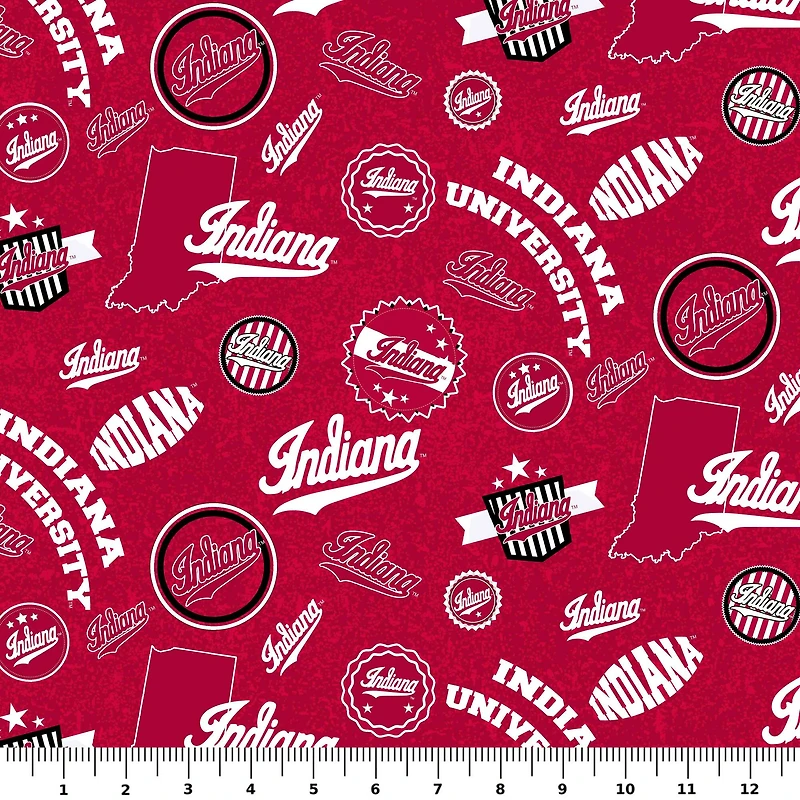 NCAA Indiana University Logo Toss Cotton Fabric