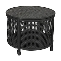 Hello Honey® Round Bamboo & Rattan Accent Table