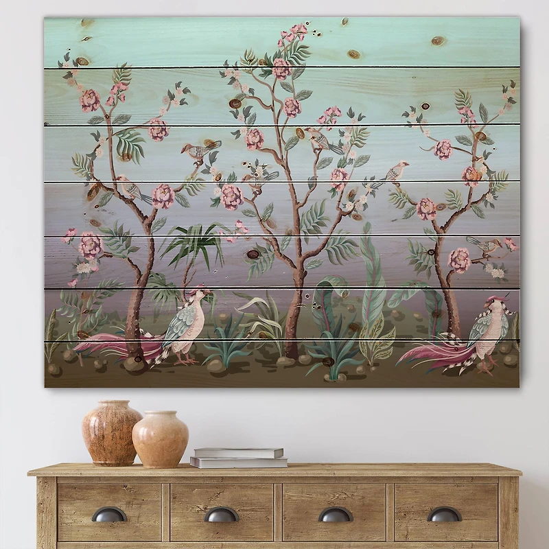 Designart - Chinoiserie With Birds and Peonies II