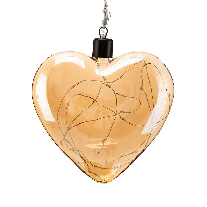 Glitzhome® 26" LED Glass Heart Wall Décor, Set Of 3