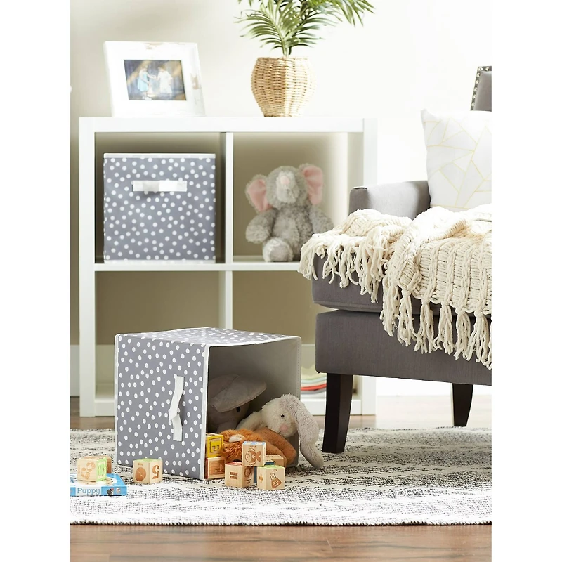 DII® 11" Gray & White Dots Storage Cube, 2ct.