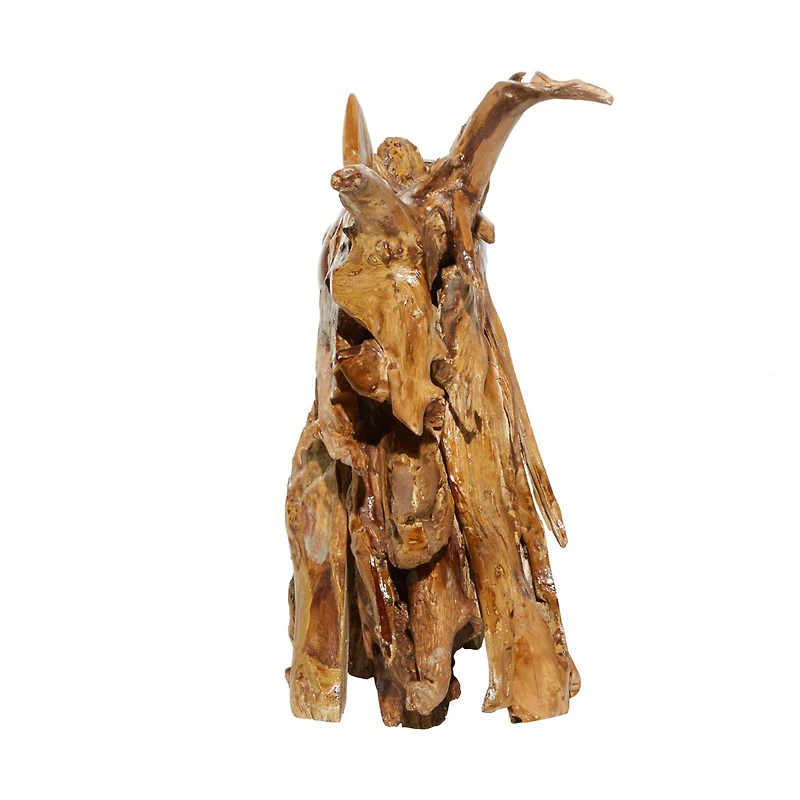 Brown Teak Wood Natural Horse Sculpture 23" x 25" x 10"