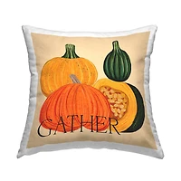 Stupell Industries Gather Autumnal Harvest Gourds Decorative Printed Throw Pillow