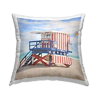 Stupell Industries Americana Beach Hut Decorative Printed Throw Pillow