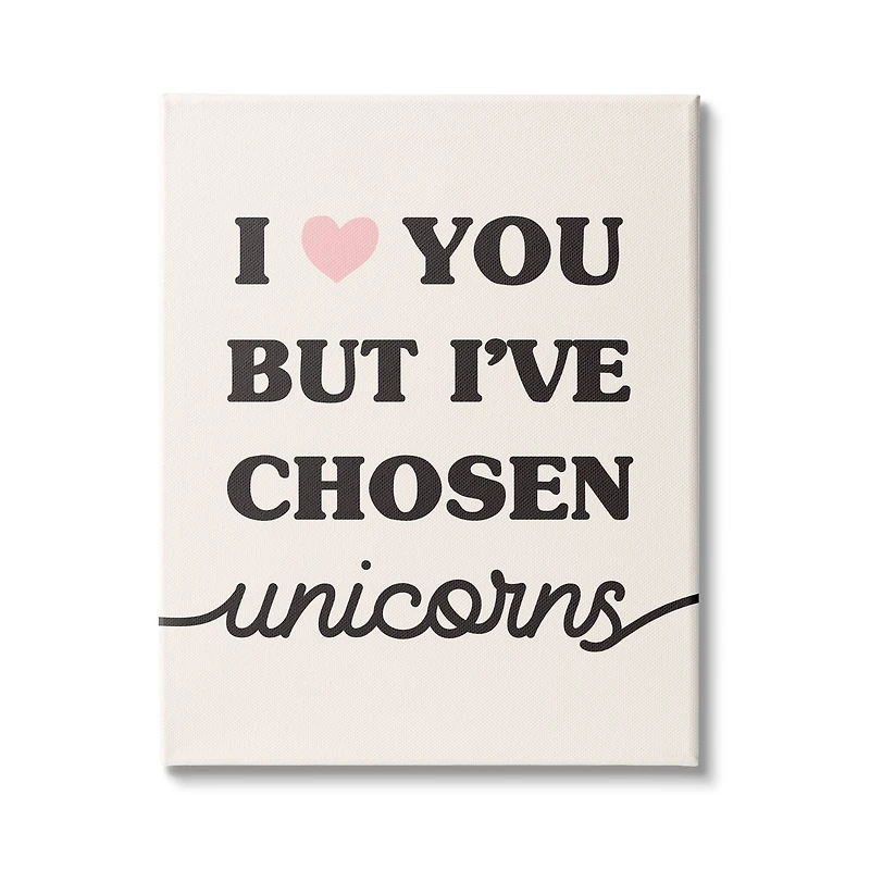 Stupell Industries I Love You But Unicorns Funny Phrase Fantasy Canvas Wall Art