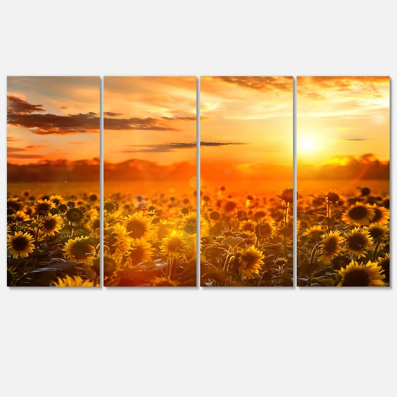 Designart - Yellow Sunset over Sunflowers