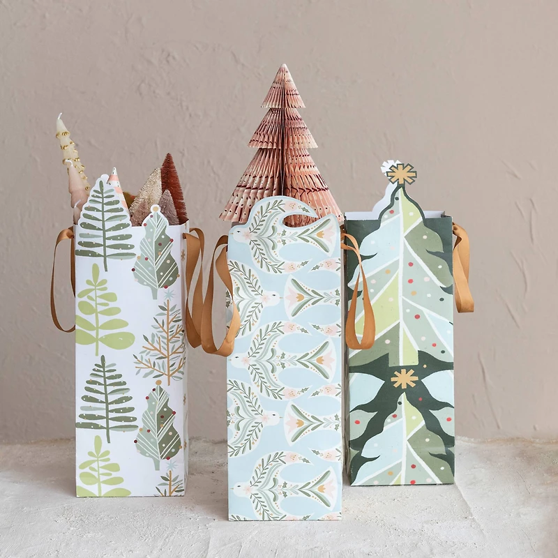 Hello Honey Tree & Dove Pattern Die-Cut Gift Bag, 3ct.