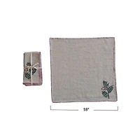 Hello Honey® Holly Embroidered Cotton & Linen Blend Napkins, 4ct.