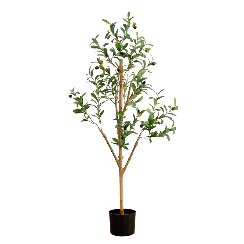 4ft. Potted Artificial Olive Tree with Natural Trunk