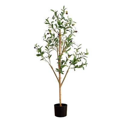 4ft. Potted Artificial Olive Tree with Natural Trunk