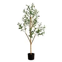 4ft. Potted Artificial Olive Tree with Natural Trunk