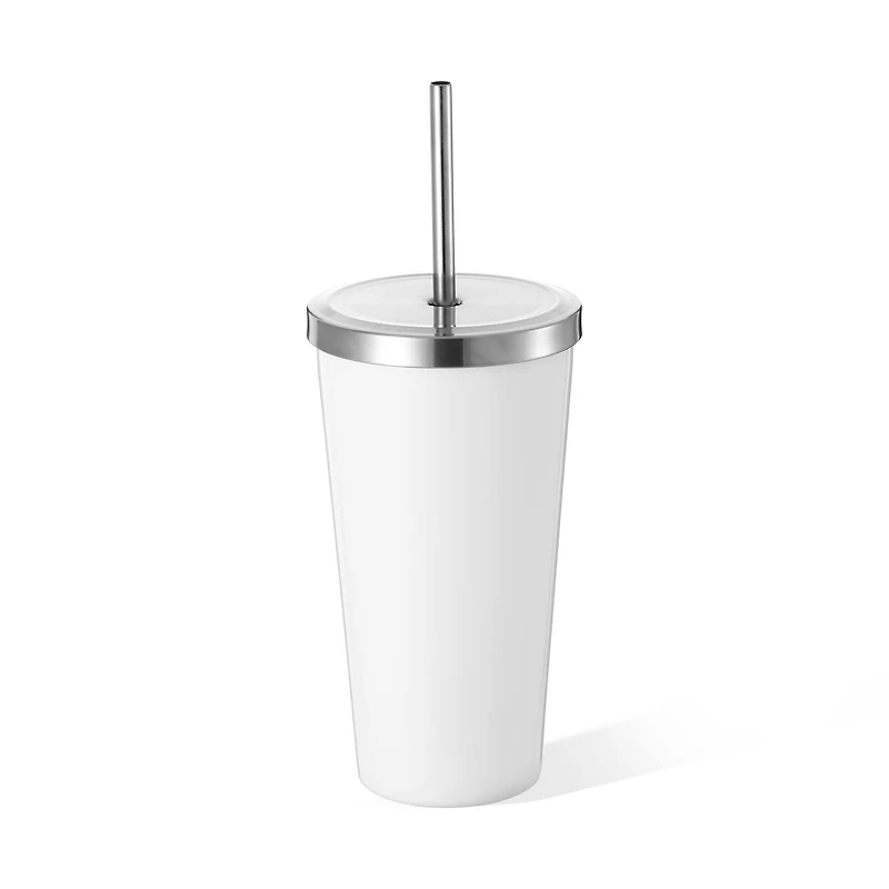20oz. White Sublimation Tumbler with Straw by Make Market®