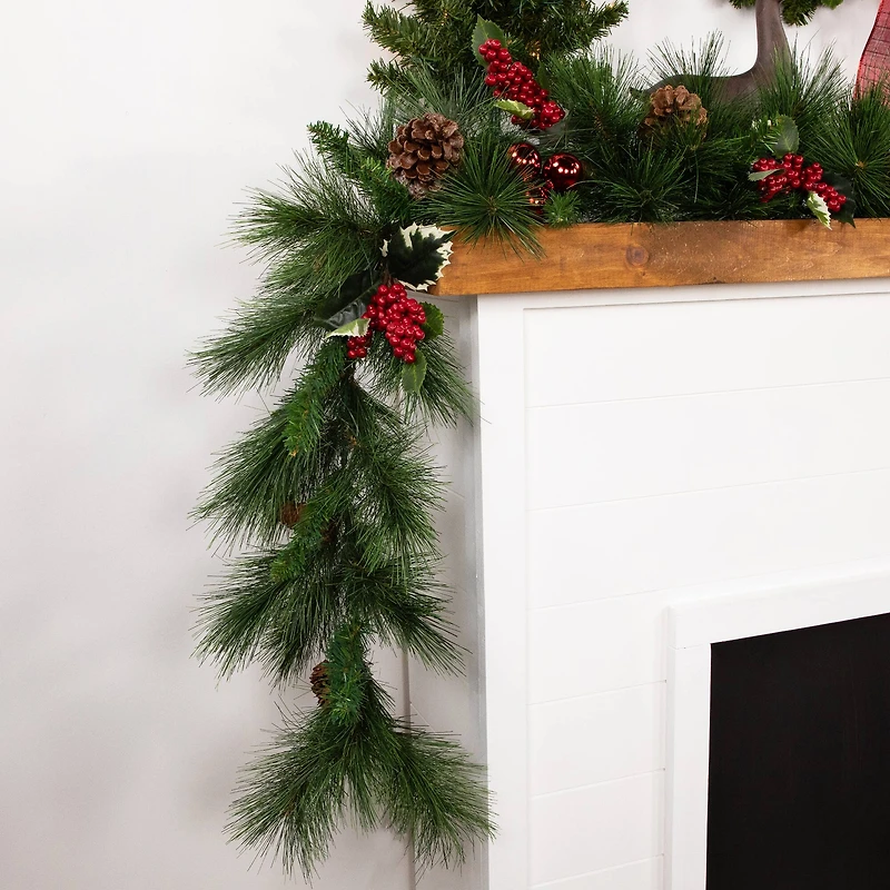 9ft. Artificial White Valley Pine With Pine Cones Garland