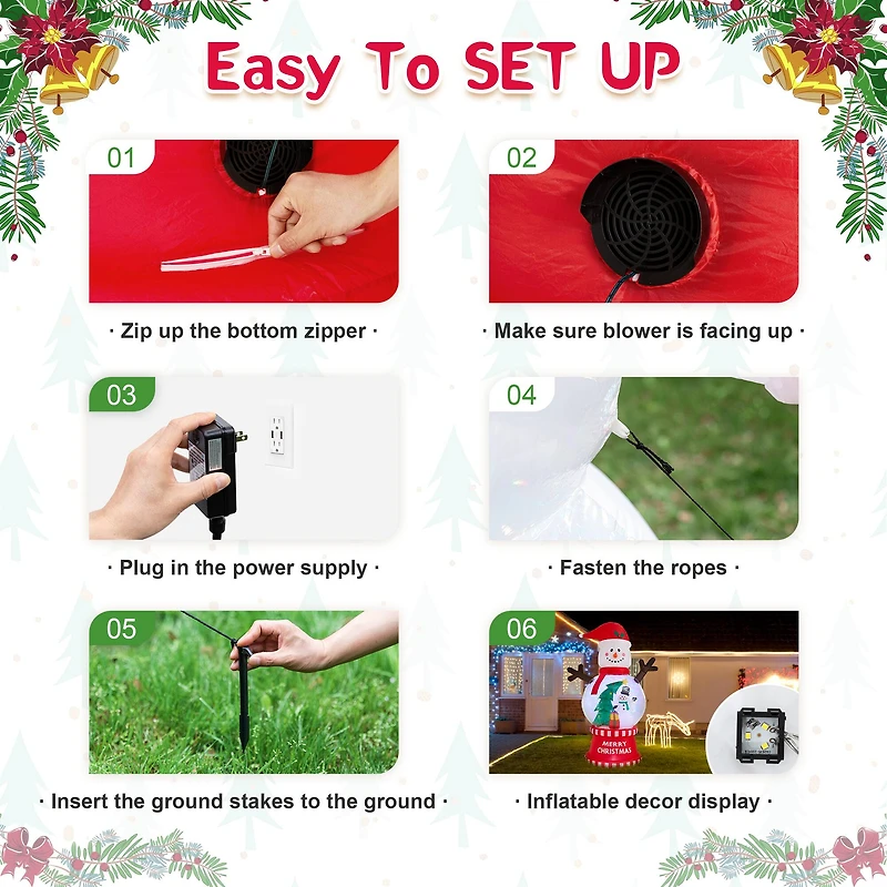 Glitzhome® 8FT Lighted Inflatable Snowman Globe Scene Decor