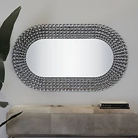 Silver Glass Radial Crystal Frame Wall Mirror 28" x 1" x 48"