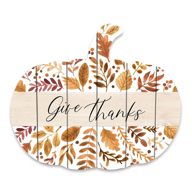 Give Thanks Pumpkin Wood Wall Hanging