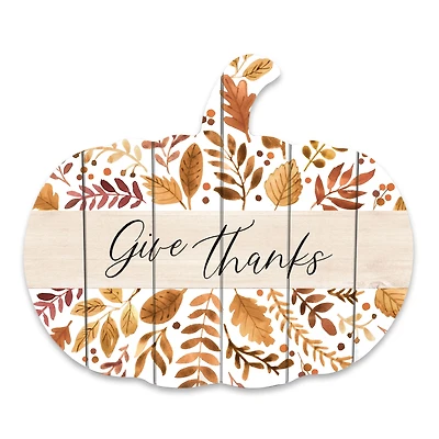 Give Thanks Pumpkin Wood Wall Hanging