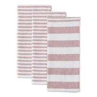 DII® Barn Red Nautical Stripe Terry Dishtowels, 3ct.