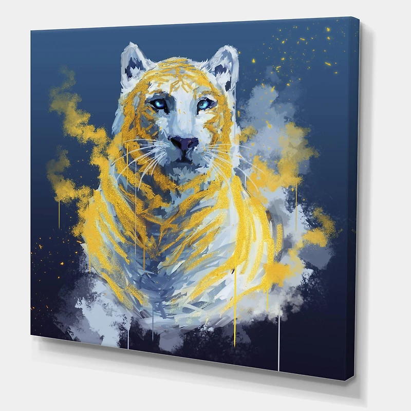 Designart - Tiger Spirit In Blue And Gold