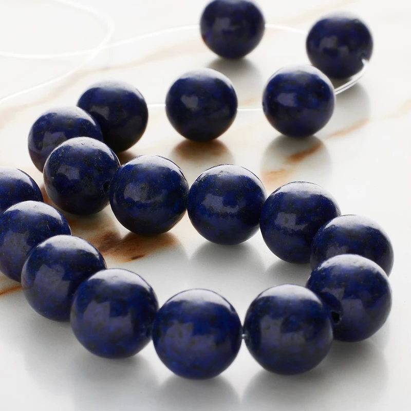12 Pack: Dark Blue Reconstituted Lapis Round Beads, 10mm by Bead Landing™